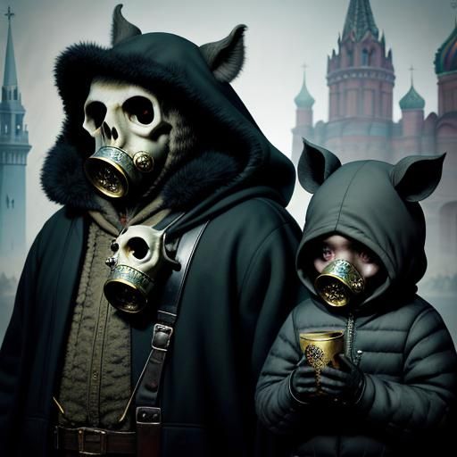 Surreal Furry Creature in Bejeweled Russian Setting