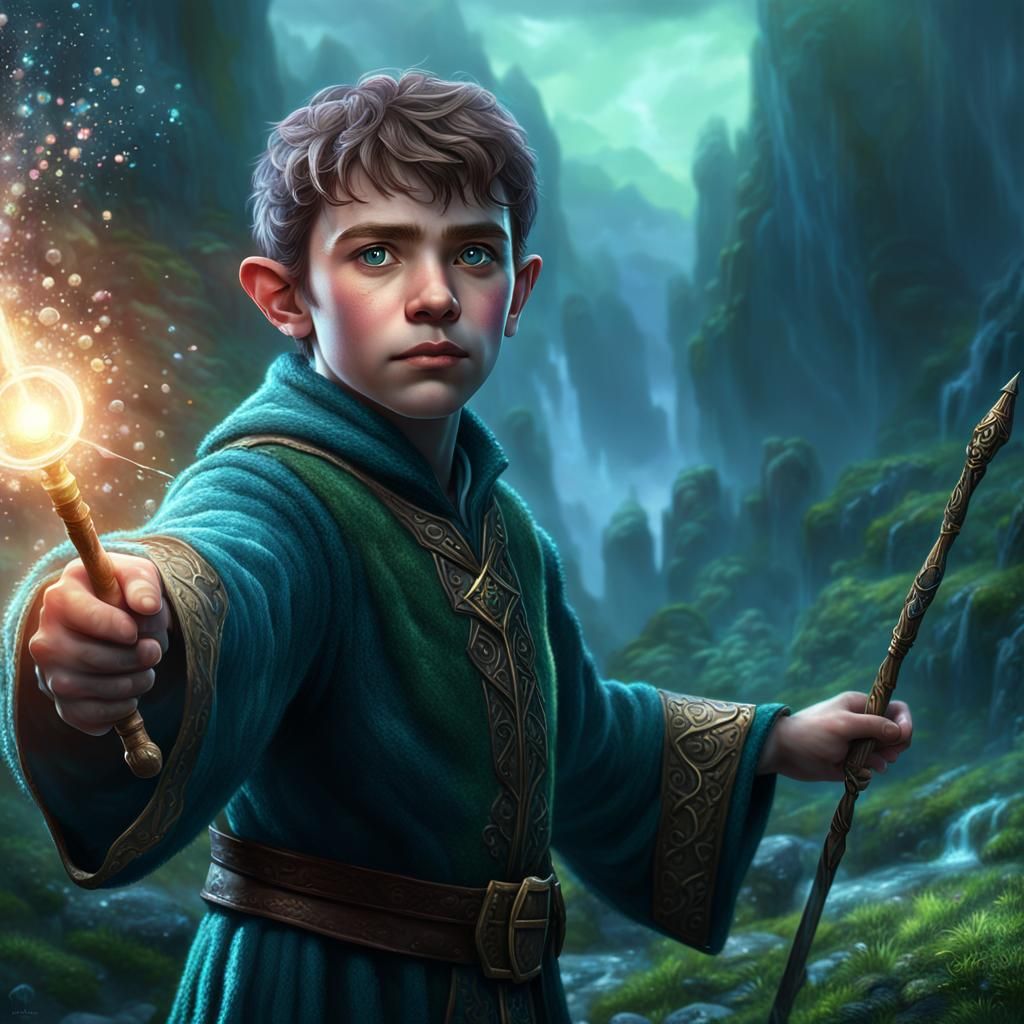 Epic Elf Child Wielding Magic, Digital Art