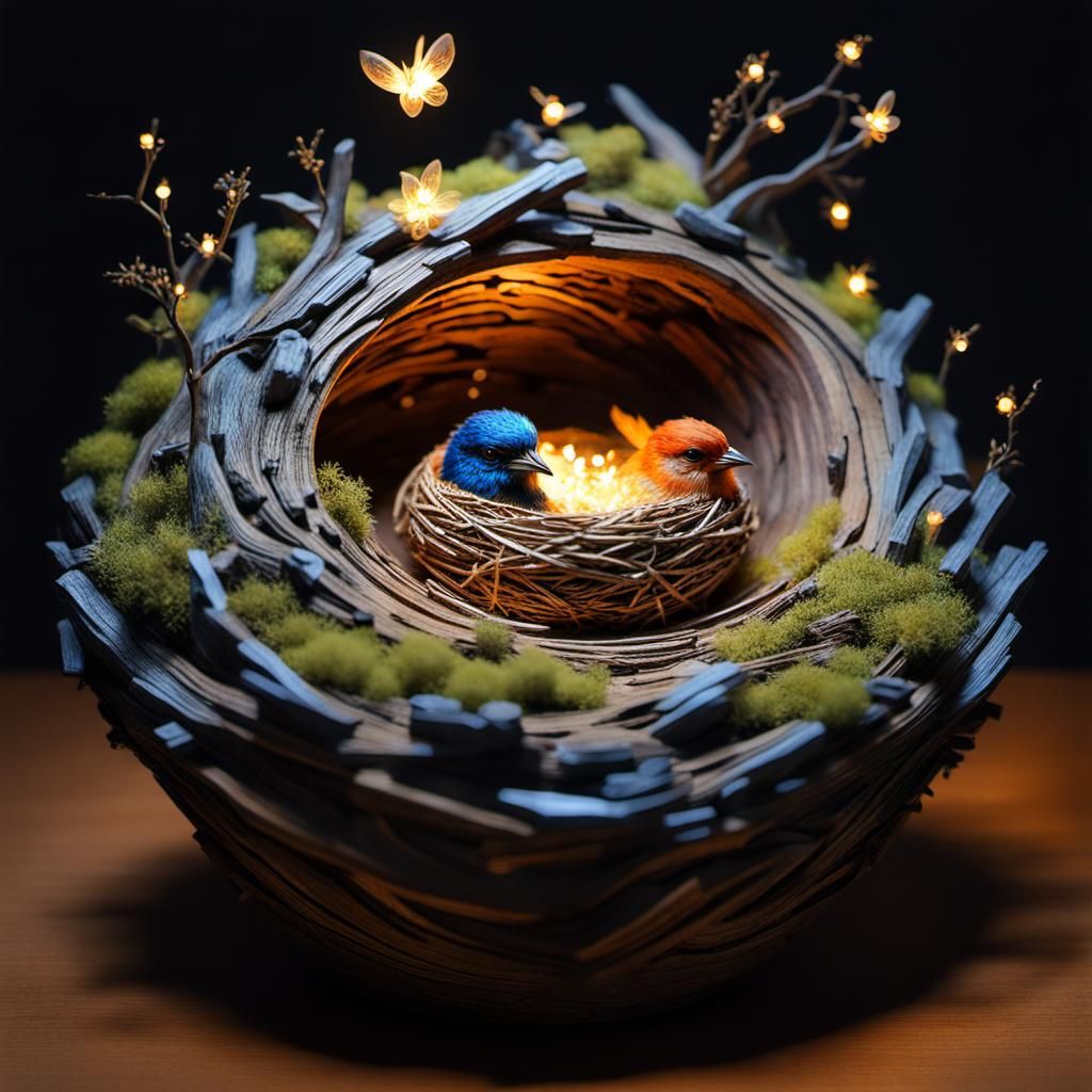 Stardust Phoenix Nest with Fireflies