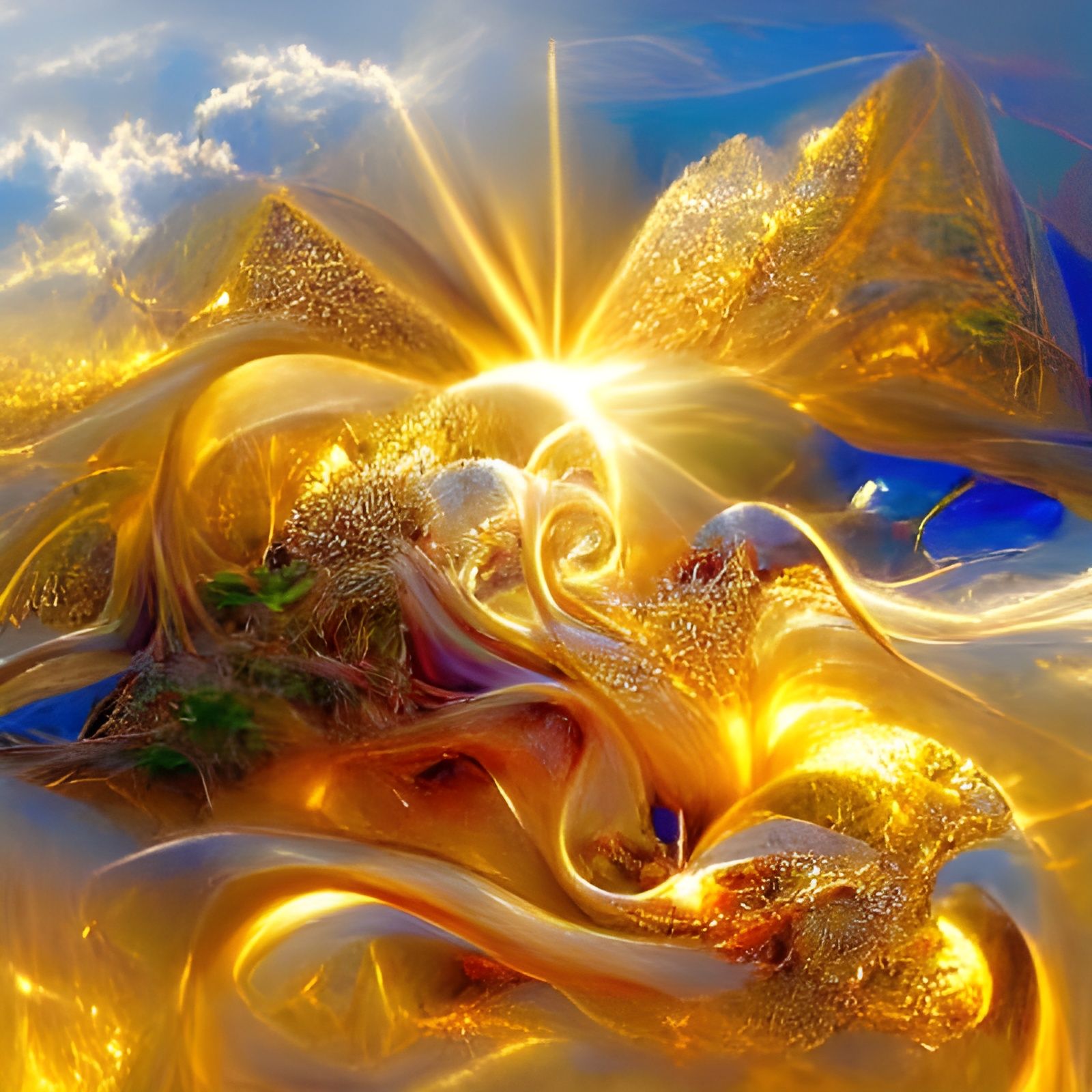 Golden Hour Cosmic Creation Scene
