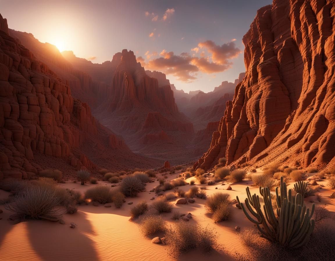 Majestic Desert Canyon at Magic Hour