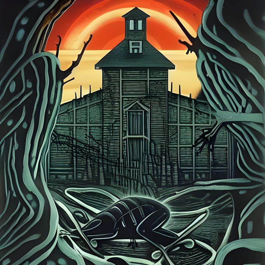 Spooky Sci-Fi Horror Art: Twisted Crucifixion Scene