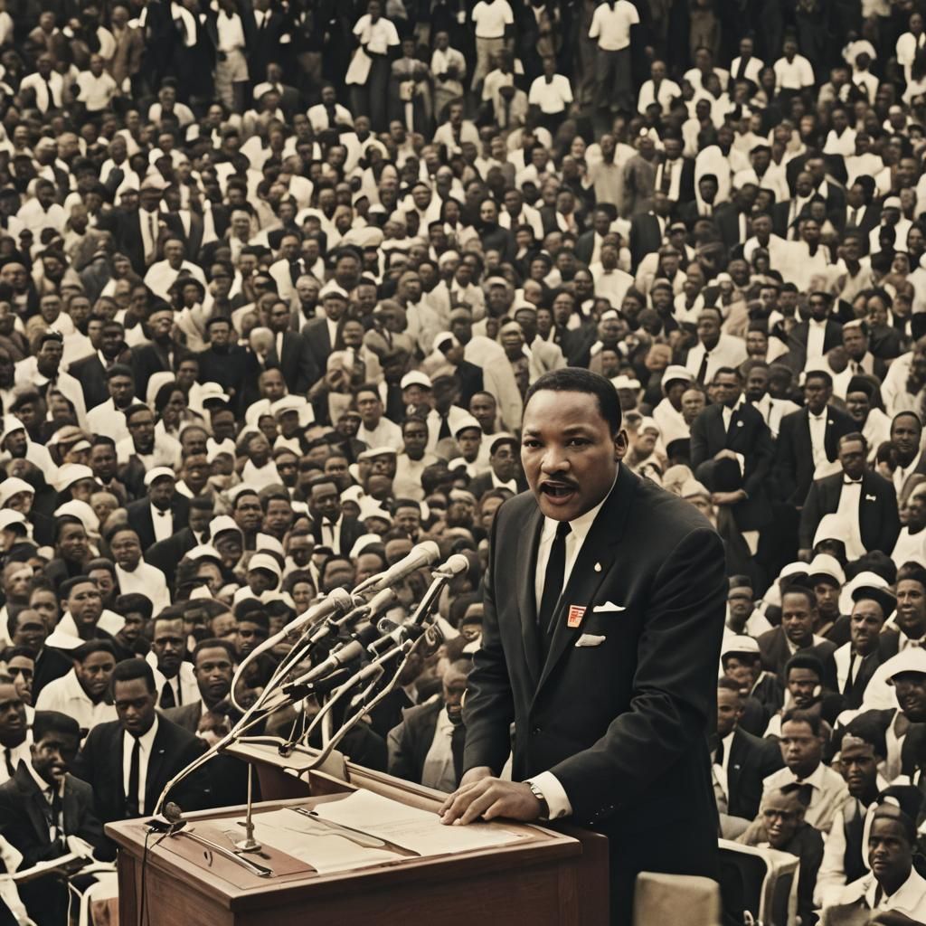 Cinematic Film Still of Martin Luther King Speech