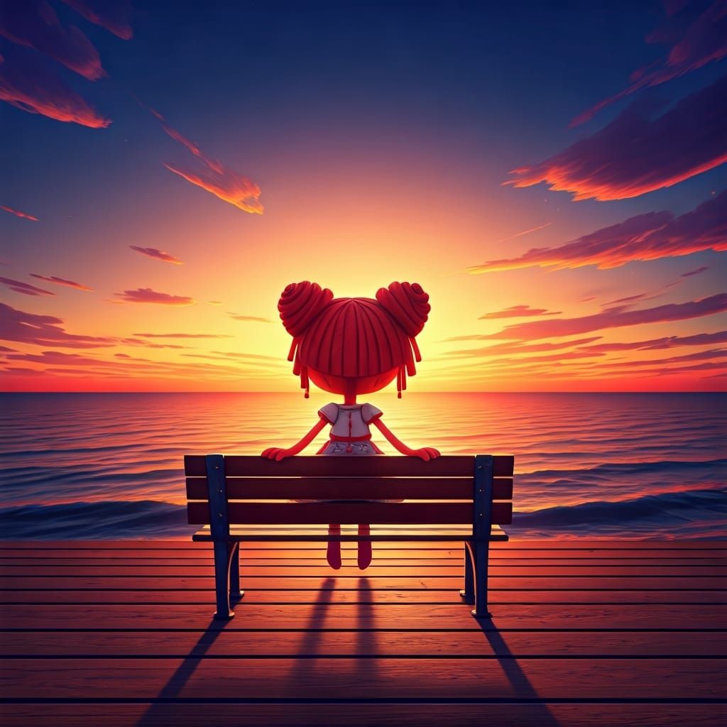 Lalaloopsy Doll Watches Sunset: 3D Digital Art