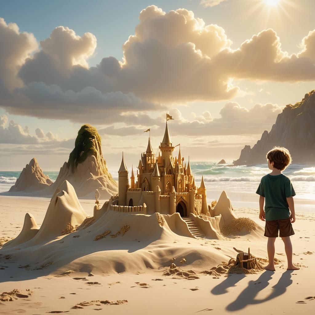 Elven Sand Castle on Sun-Kissed Beach