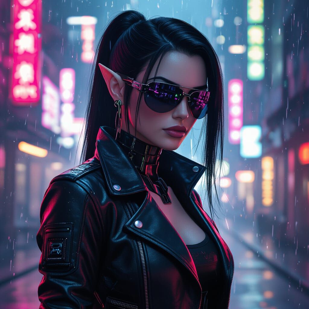 Futuristic Elf Infiltrator in Cyberpunk Style