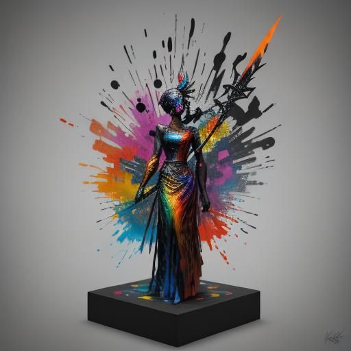 Floating Dagger Graffiti Art with Fire and Embers