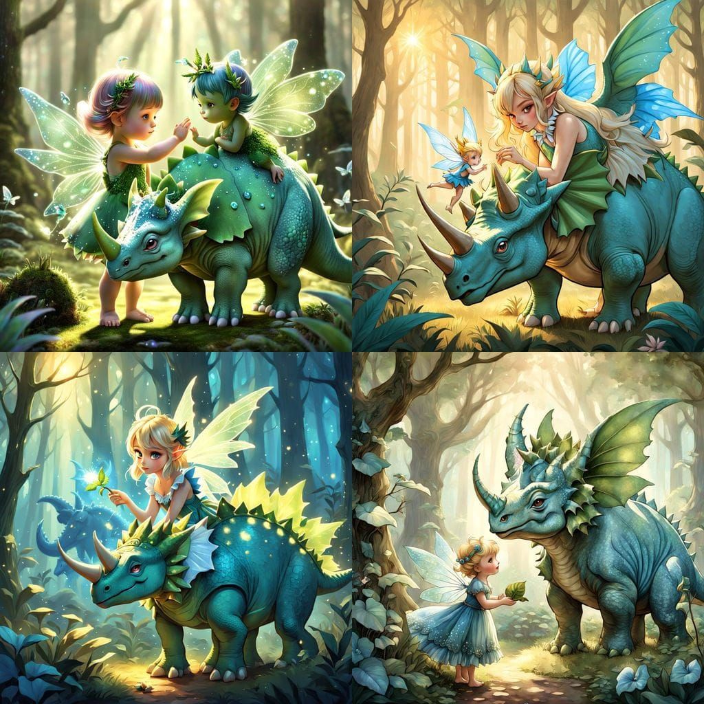 Fairy Blessing Triceratops in Leaf Dress