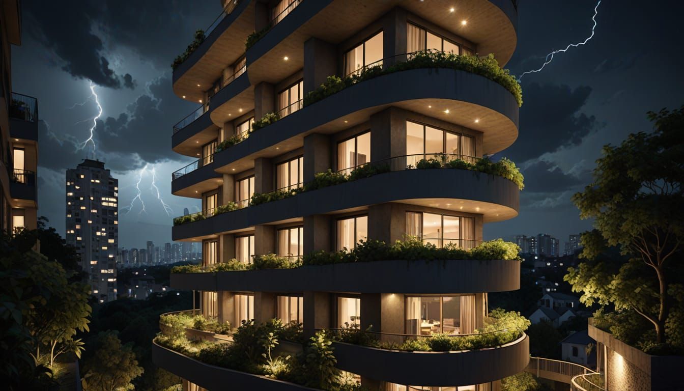 Futuristic T-Bar Apartment Building in Hidden City