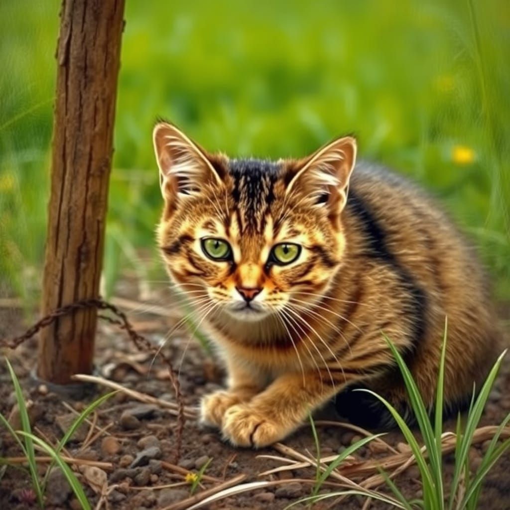 Feral Cat in Regionalist Farm Painting