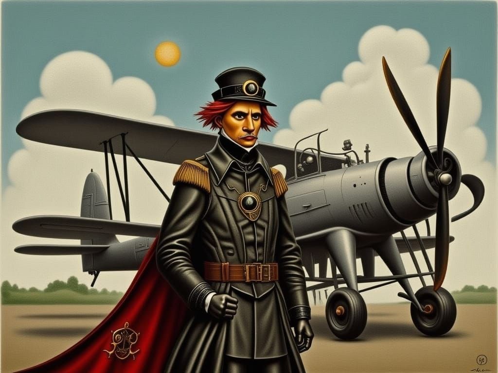 Biggles in Classic Adventure Book Illustration Style