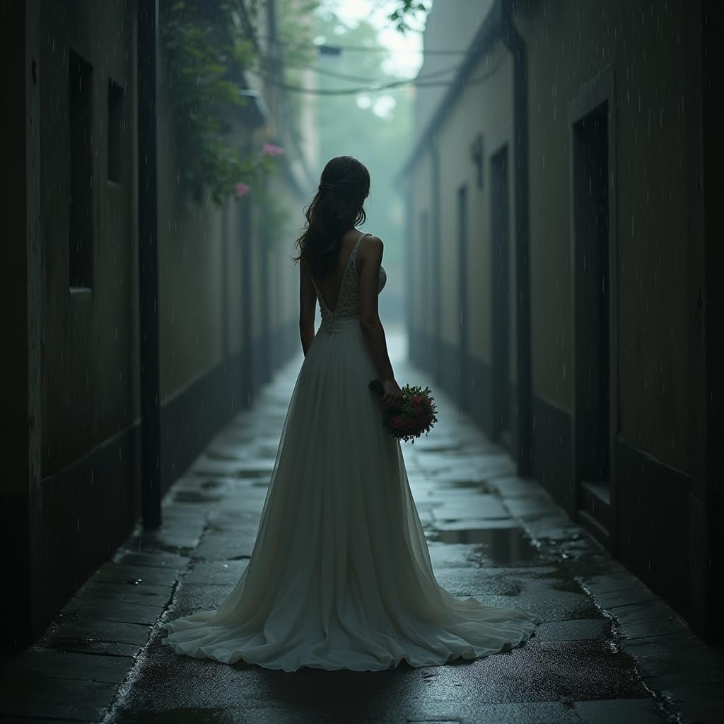 Bride in Rain, Digital Painting