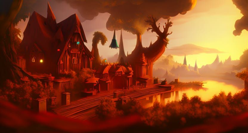 Magic Land: Witch Plays Piano Under Night Sky