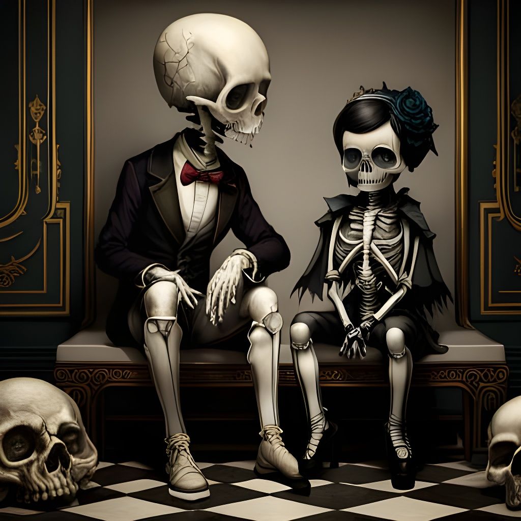 Victorian Skeletons: Fantasycore Artwork in 8K