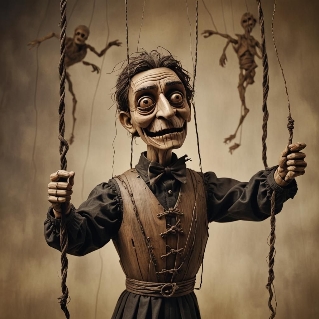 Menacing Wooden Puppet in Victorian Style