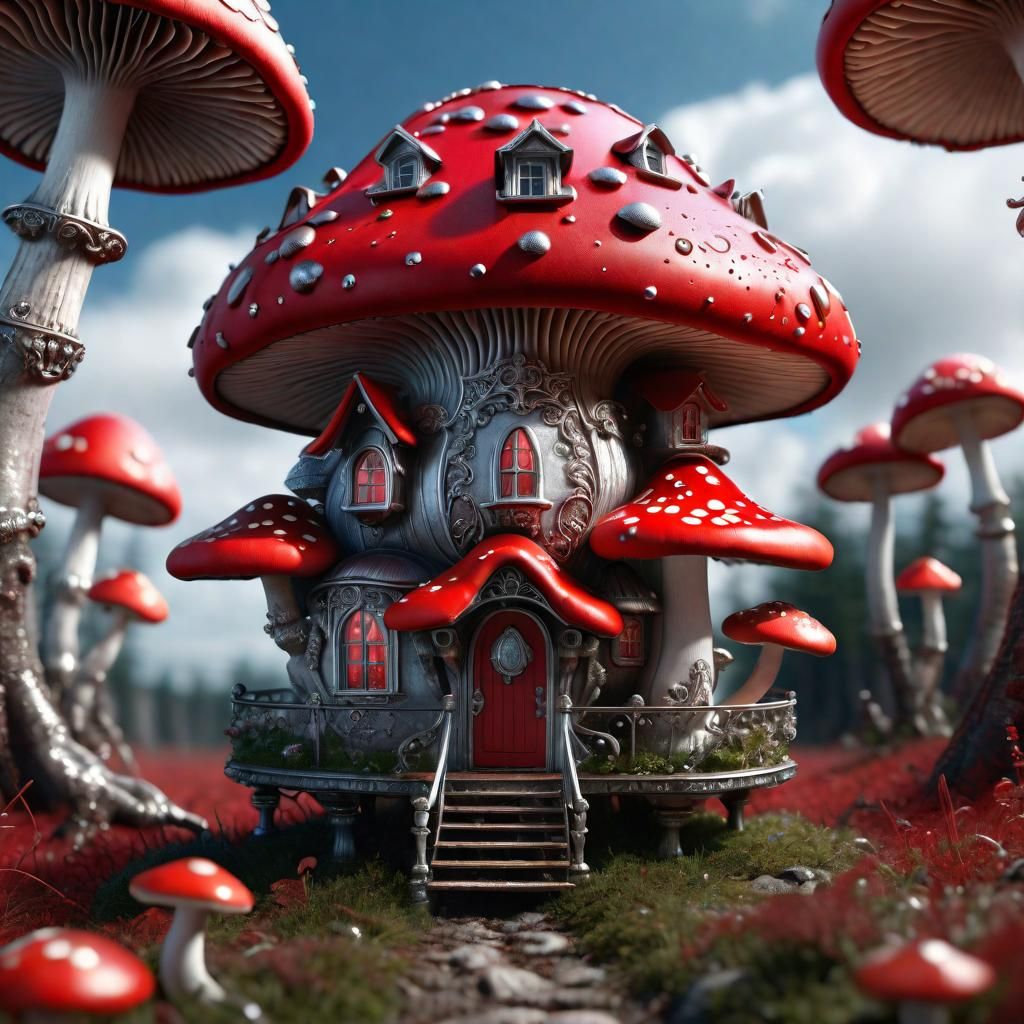 Faberge Mushroom House with Intricate Details