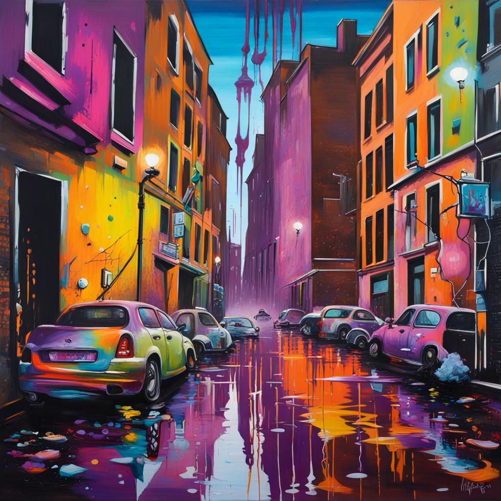 Mice Playing Chess in Hole, Graffiti Art Style