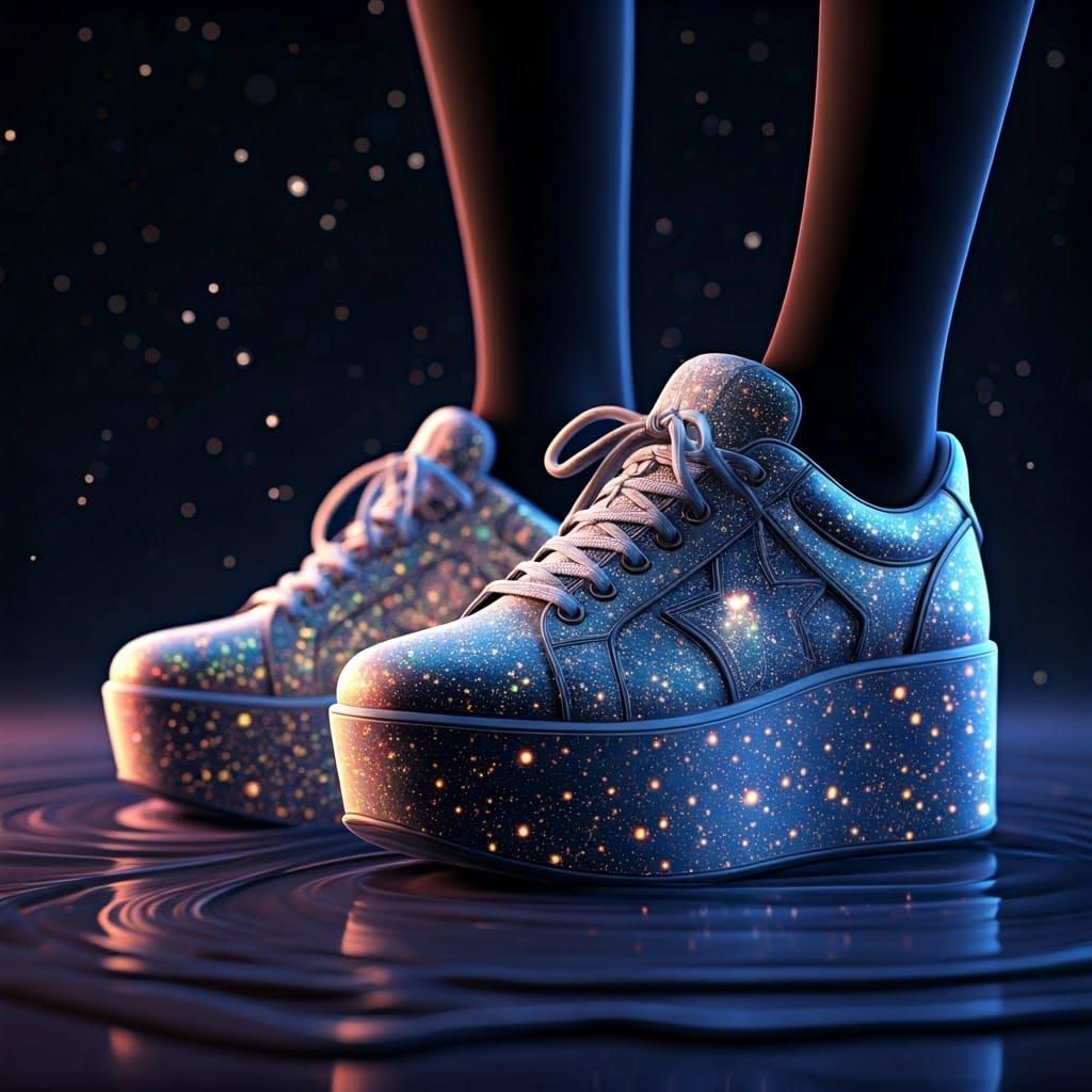 Sparkling Platform Sneakers in Anime Style