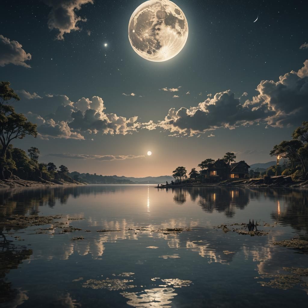 Cinematic Moon Reflection on Water