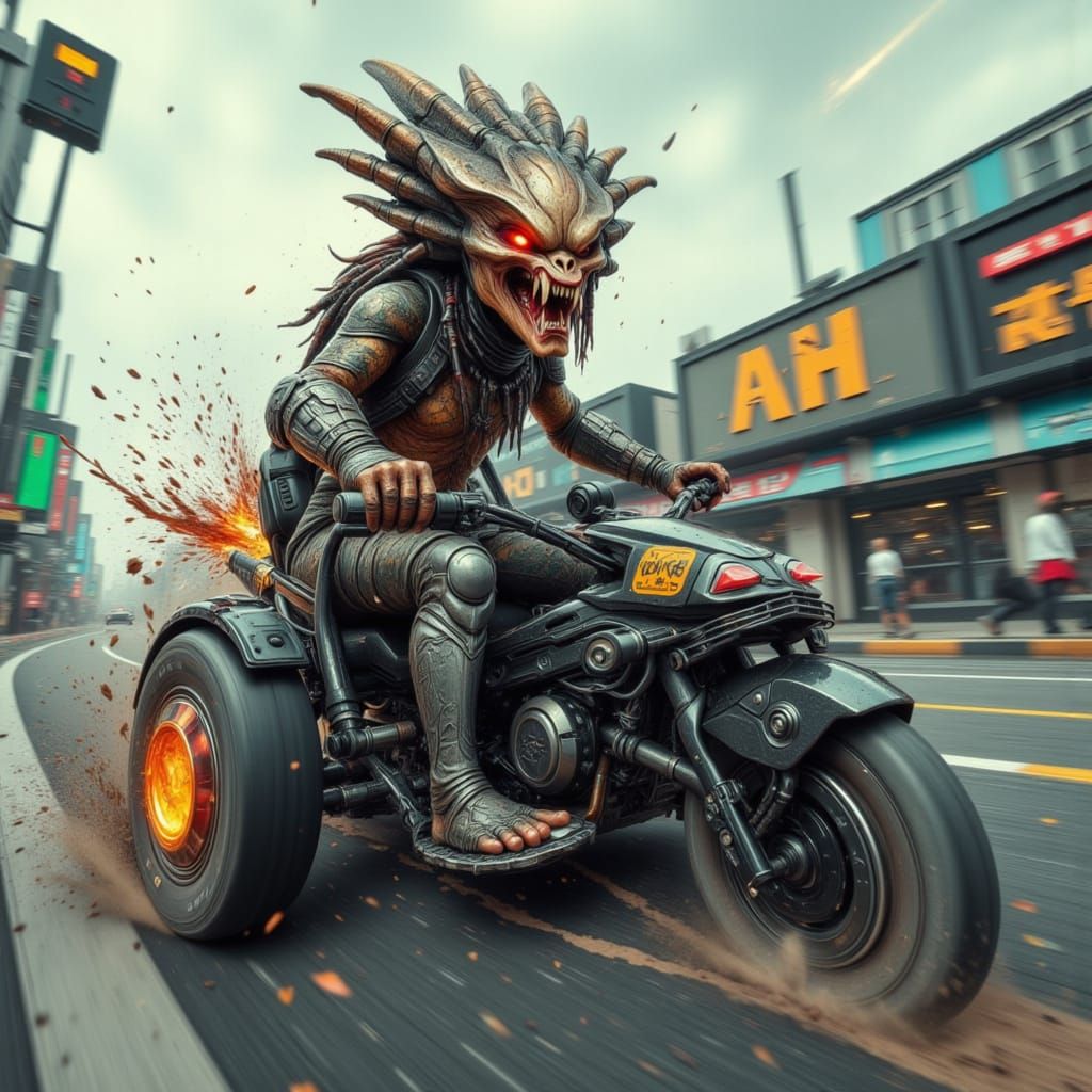 Racing Wheelchair in a Lunatic Street Scene