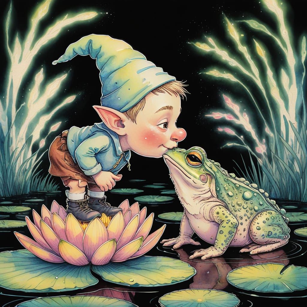 Gnome Boy Kisses Toad in Fairycore Swamp