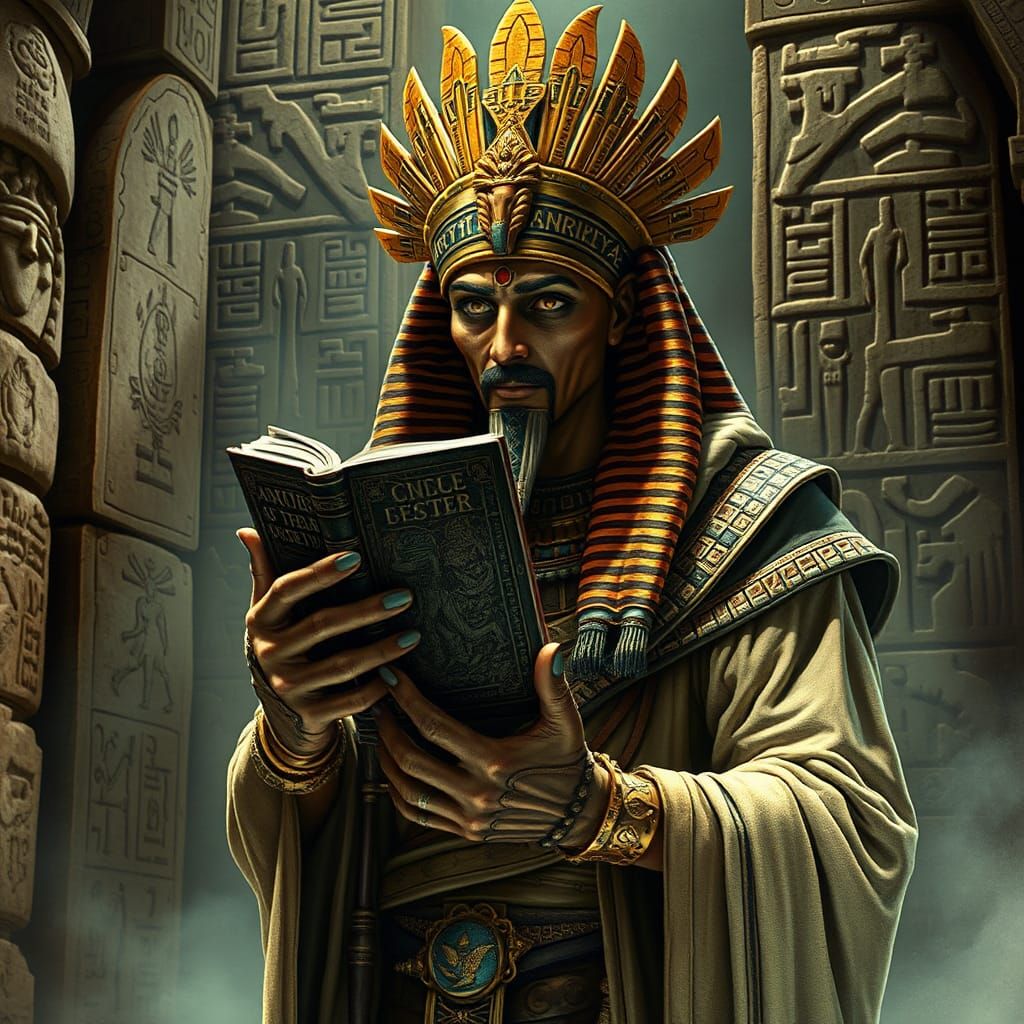 Egyptian Priest with Book of the Dead