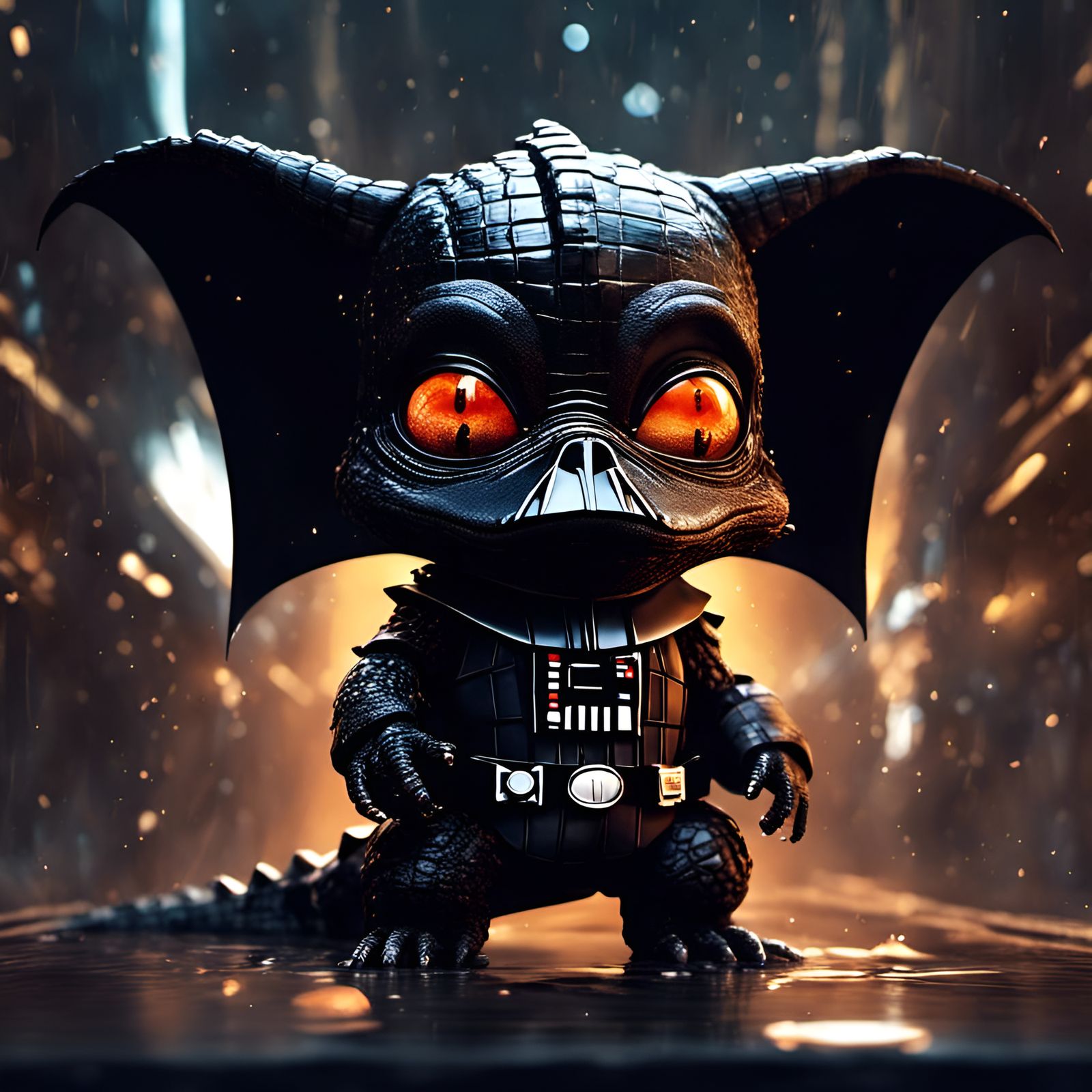 Chibi Alligator as Darth Vader in Space