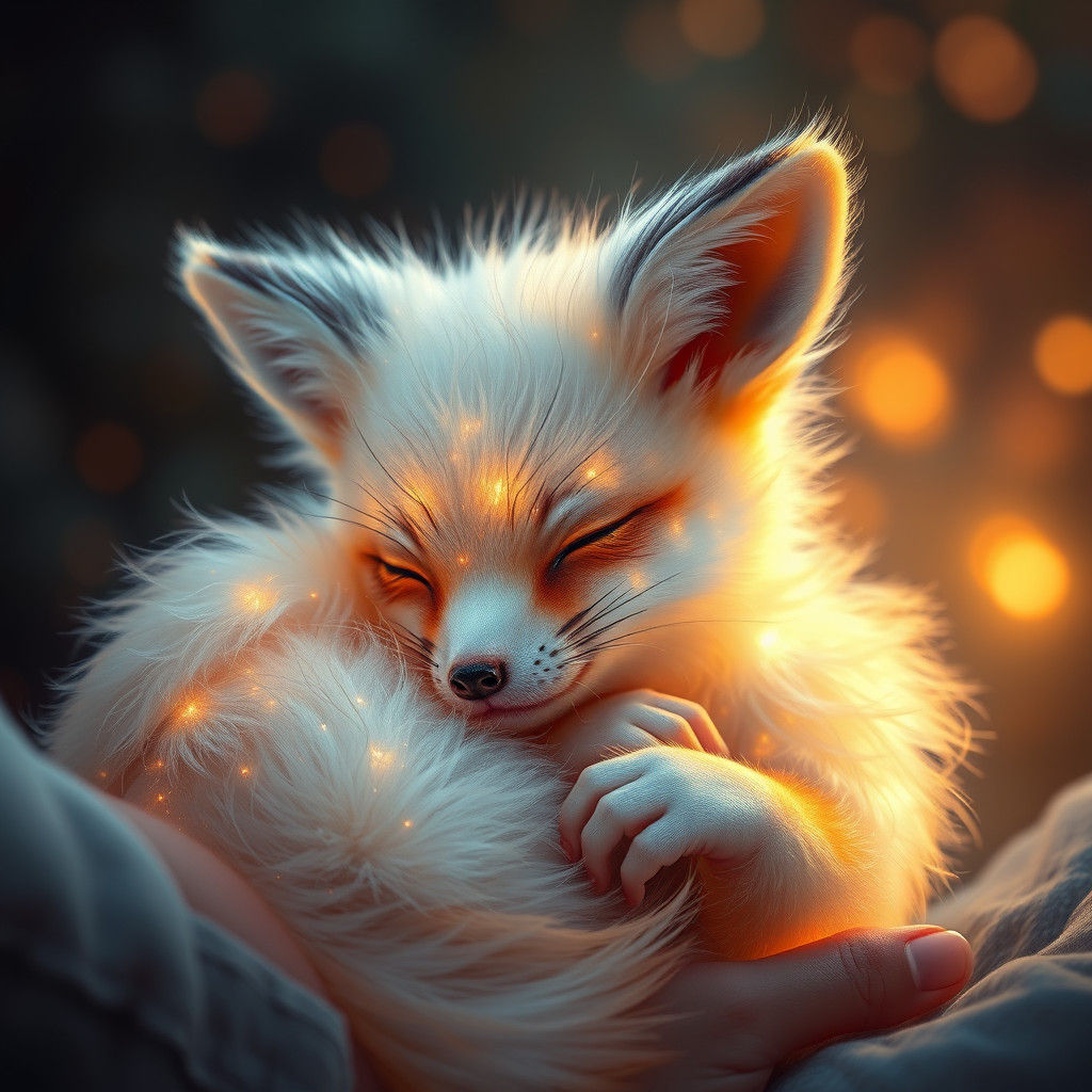 Light Fox Cub in a Fantasy Digital Painting