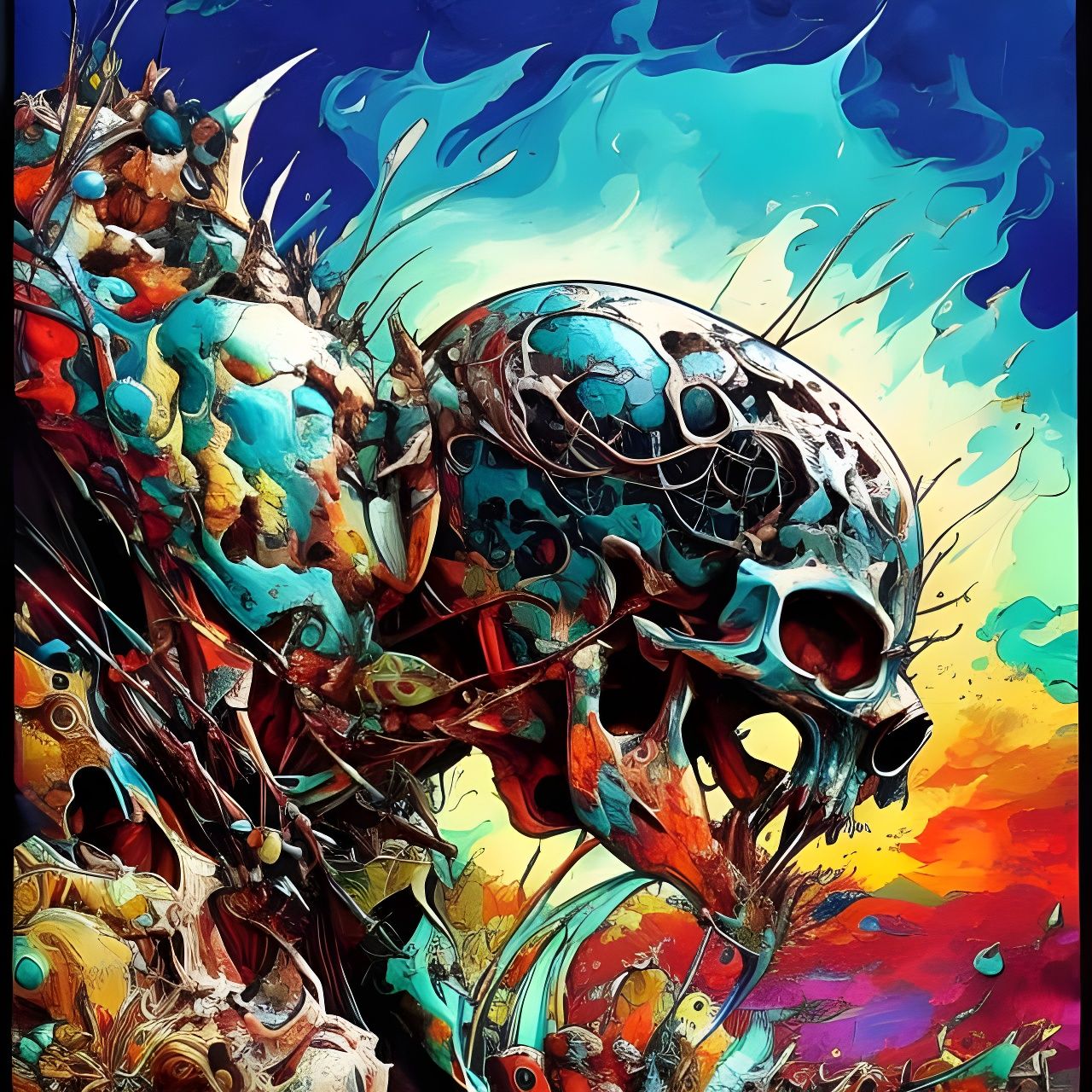 Dust to Skull: Intricate Oil Illustration