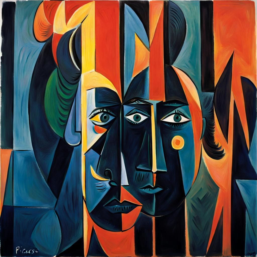 Abstract Portrait in Cubist Style