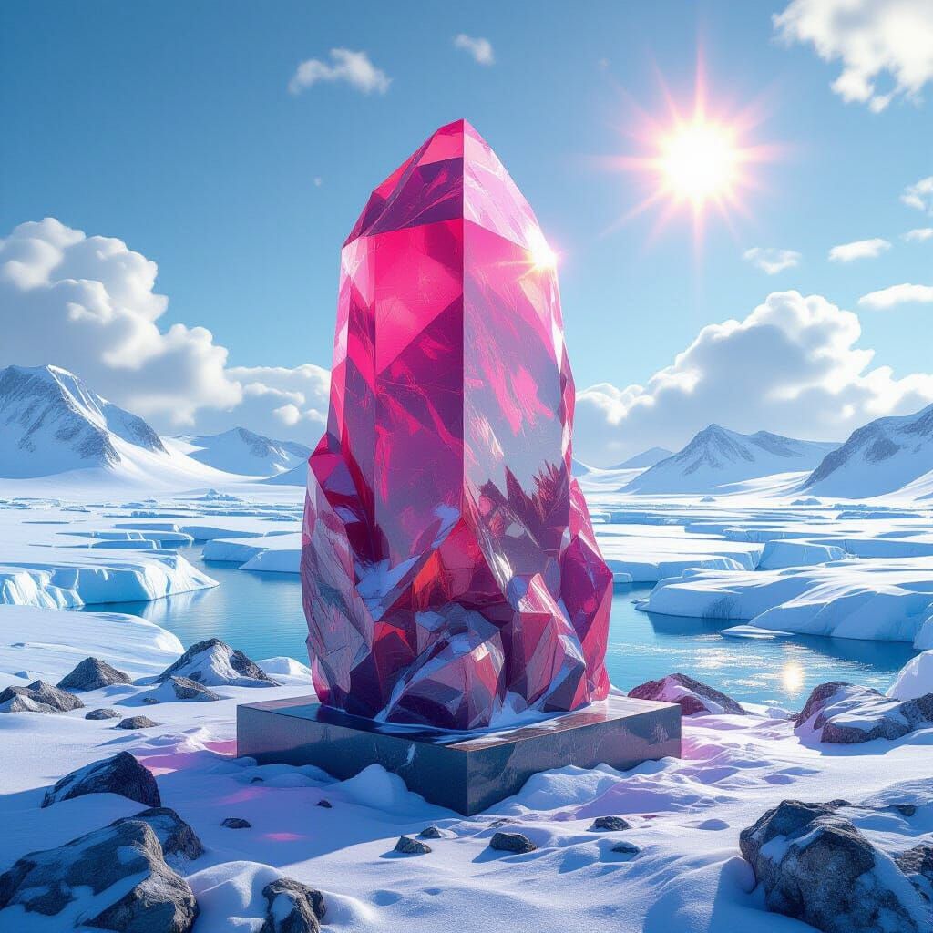 Radiant Tugtupite on Greenland Glacier, in стиле ujeimy