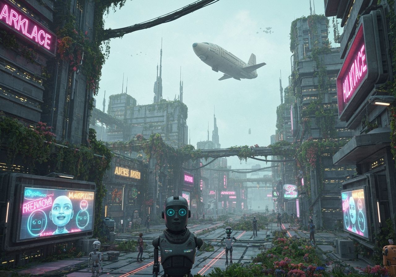 Futuristic Cityscape in Neon Lights