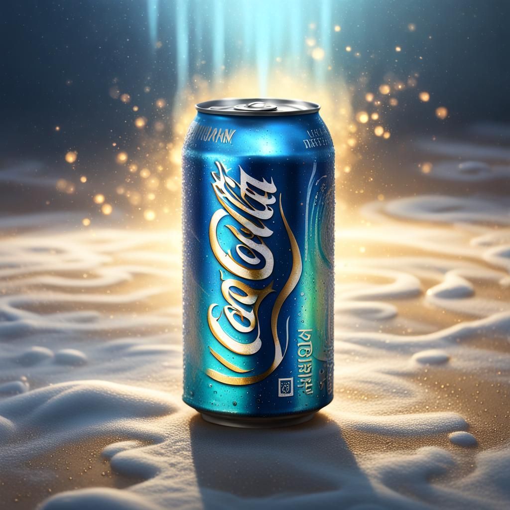 Glowing Glyphs Adorn a Weathered Soda Can in a Vibrant, Ethe...