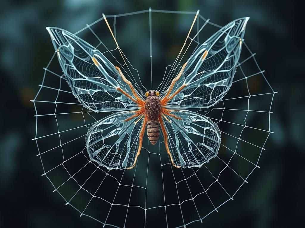 Spiderweb Butterfly with Ethereal Depth, Hyperrealistic