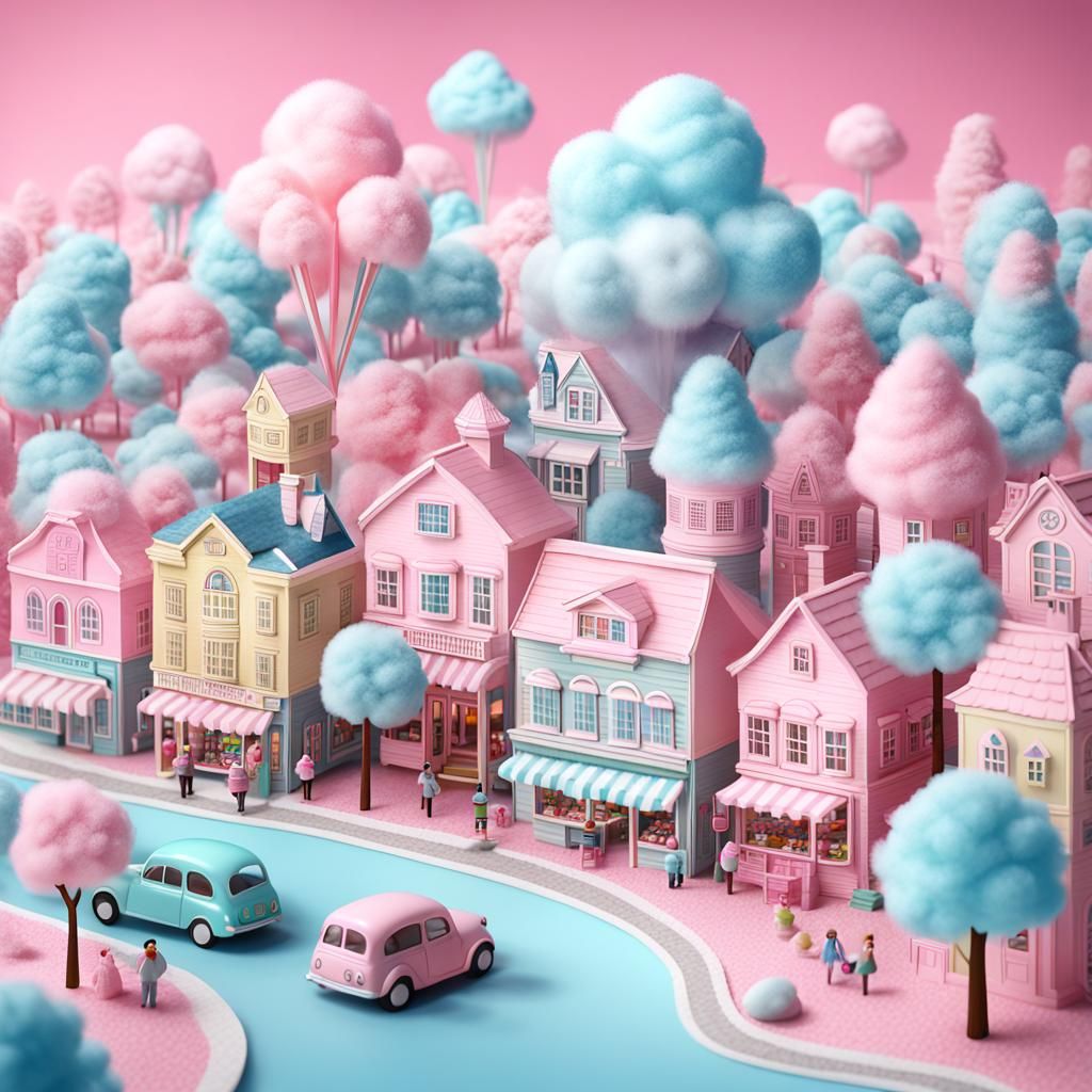 Cotton Candy Town: A Digital 3D Miniature