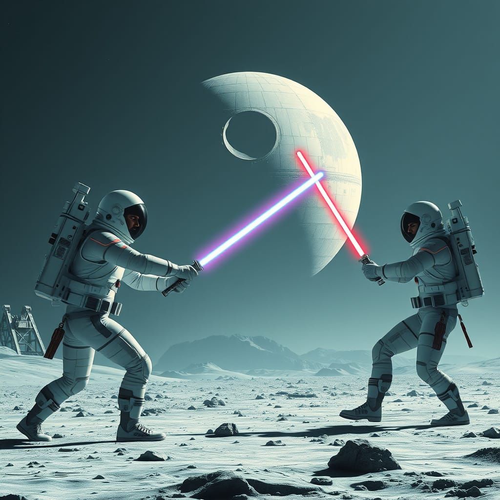 Lunar Lightsaber Duel with Death Star