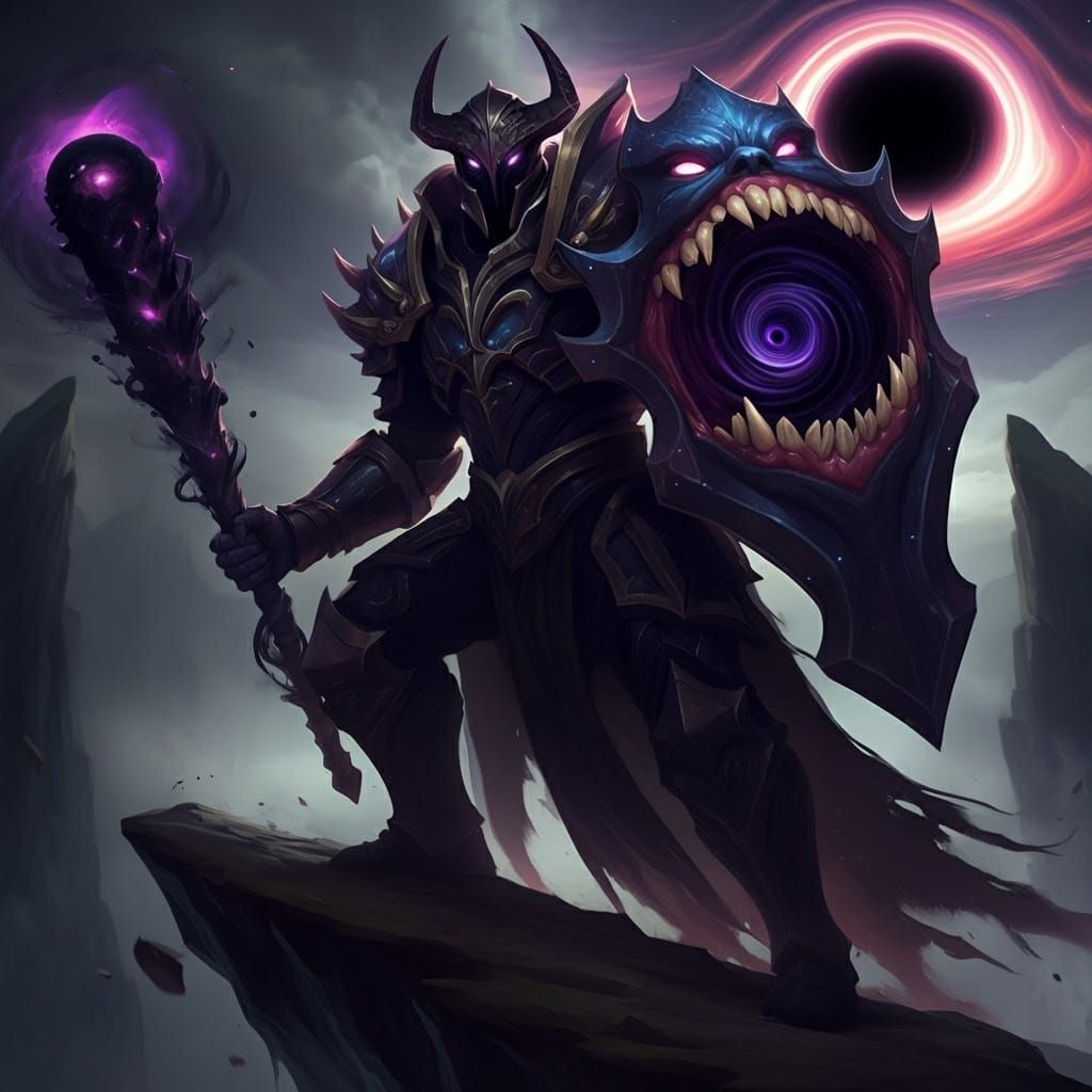 Cosmic Black Hole Monster Warrior in MOBA Style