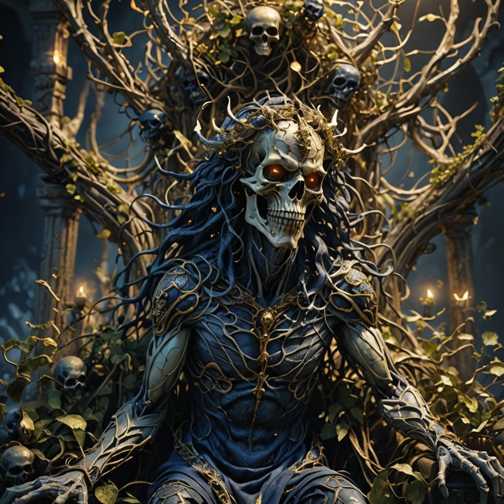 Locust King on Throne in Dark Fantasy Art