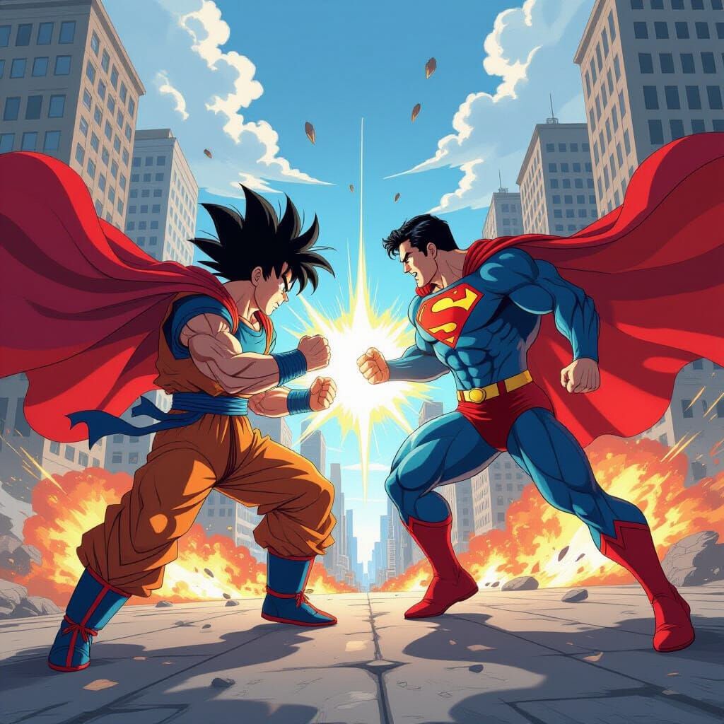 Goku vs Superman Epic City Battle