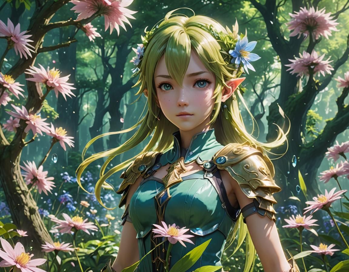 Guardian Sylph in Crystal Glade: Anime Concept Art