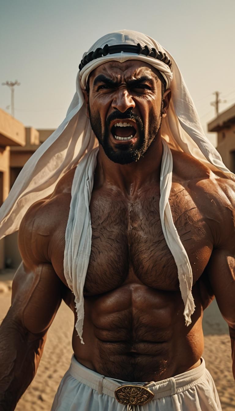 Angry Bodybuilder in Ghutra: Film Noir Style