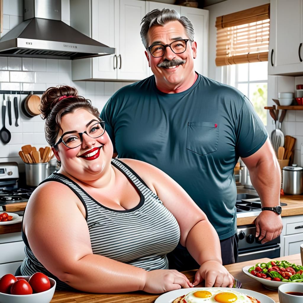 Breakfast Scene: Man and Woman in Kitchen