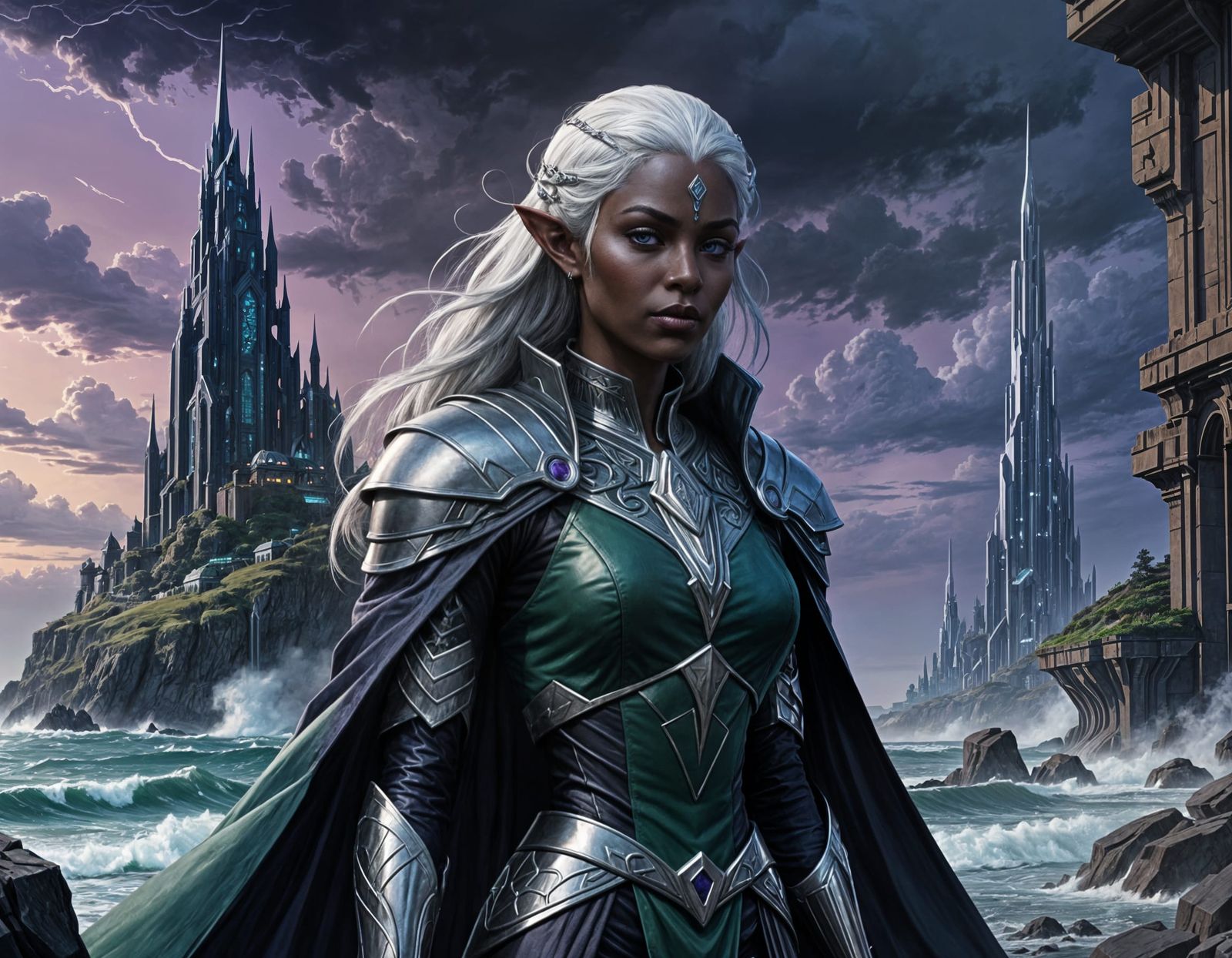 Romulan Woman Emotes Along Coastal Cliff