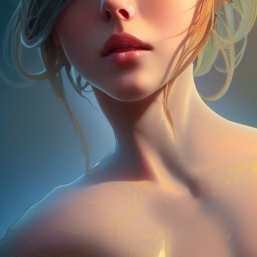Glass Girl Portrait in Hyperdetailed Style