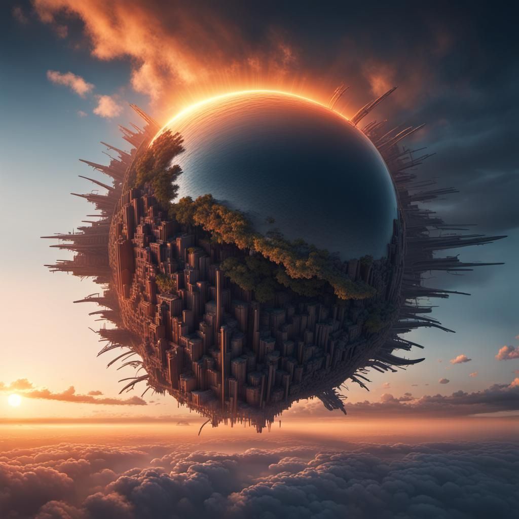 Hyperdetailed Sunrise at Unknown Destination in 3D