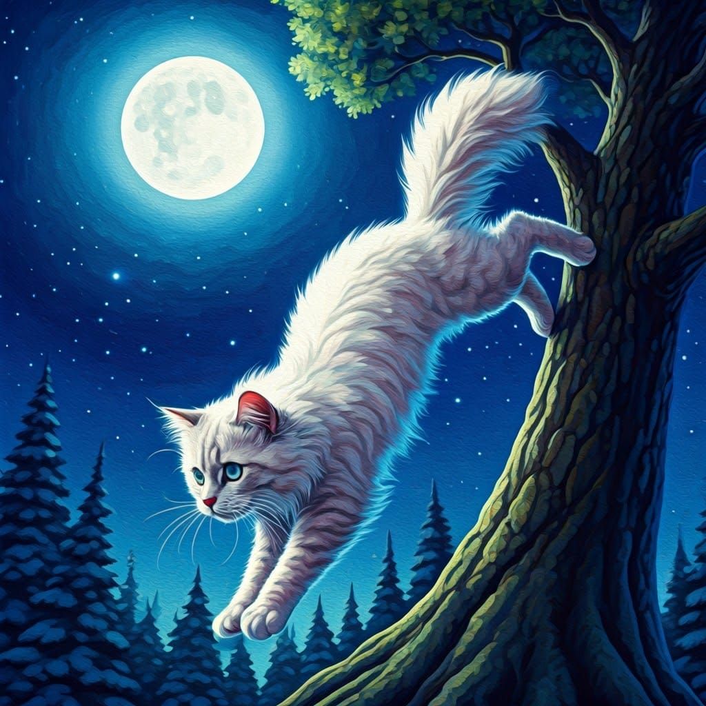 Whimsical Watercolor Nighttime Scene