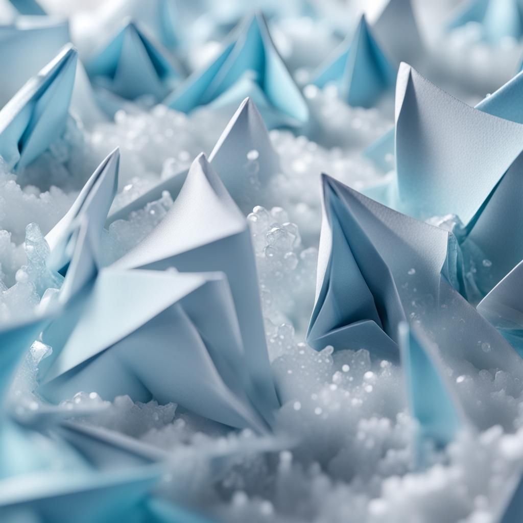 Melting Ice Origami Papercraft in 8K Resolution