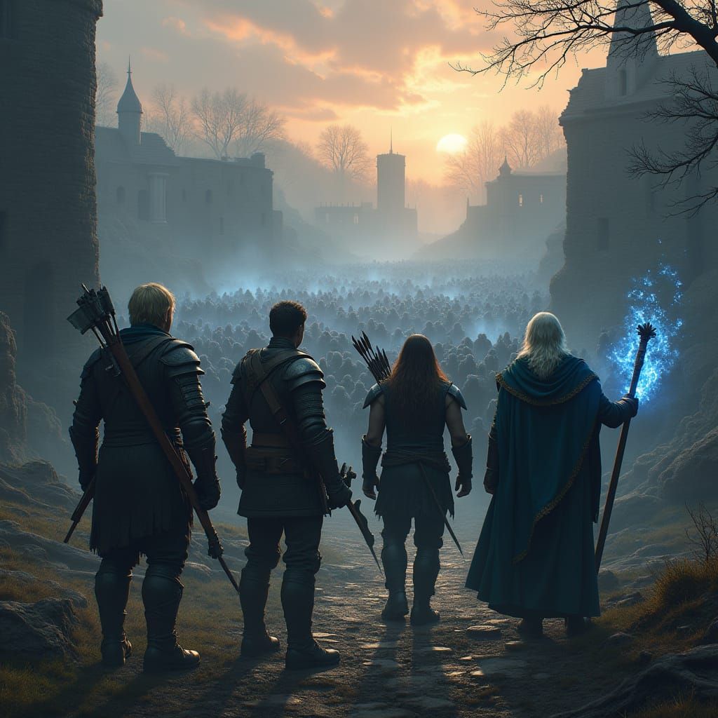 Epic Dark Fantasy Battle Unfolds in Ancient Ruins