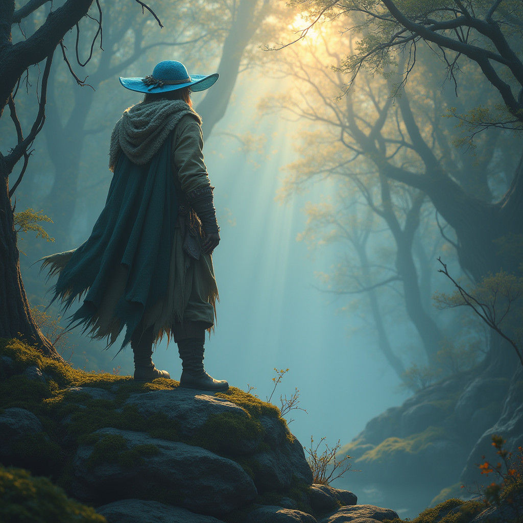 Harengon Ranger in Mystical Forest, Digital Art