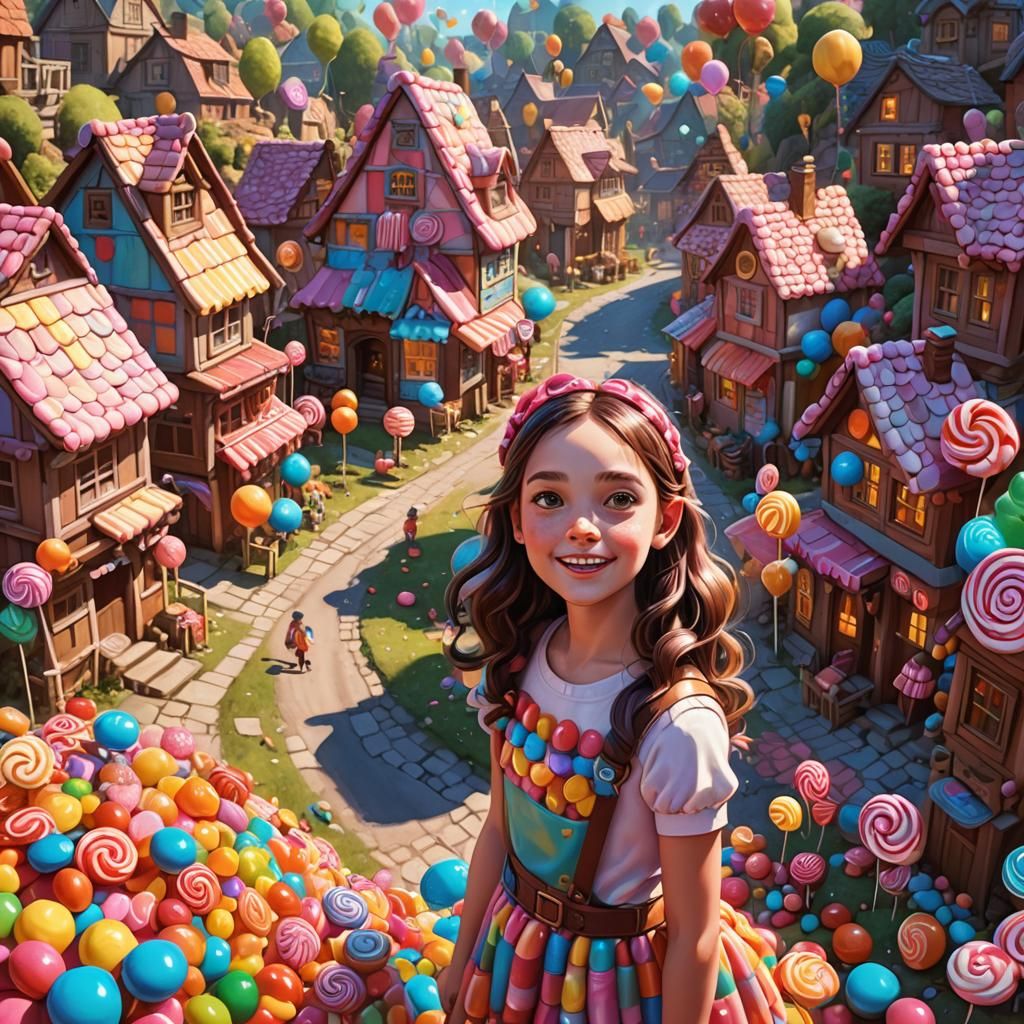 Candy Girl in Whimsical Candyland Art